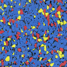 618:Bright blue with yellow, red and black flecks